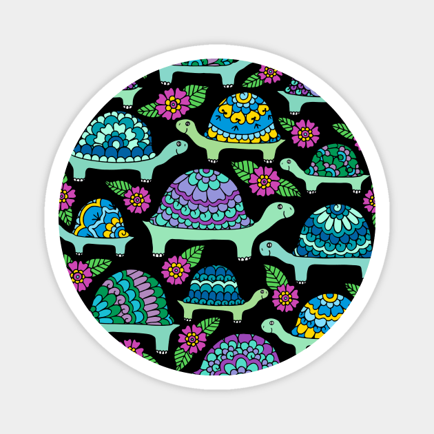 Tortoises Black Palette Magnet by HLeslie Design